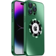 for iPhone 14 Pro Max Case, Compatible with Magsafe, Built-in Camera Lens Protector, Logo View, Magnetic Shockproof Slim Thin Phone Cover, Green