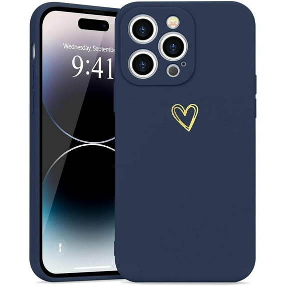 for iPhone 14 Pro Max Case Cute Slim Shockproof Phone Case with Wireless Charging Support and Protection, Navy Grey