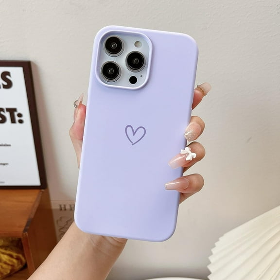 for iPhone 14 Pro Max Case Cute Women Girly Heart Phone Case Silicone Slim Thin Protective Phone Cover for iPhone 14 Pro Max (Purple)