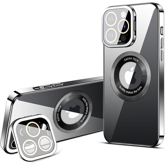 for iPhone 14 Pro Max Case Magnetic, Compatible with MagSafe, Built-in Camera Lens Cover Stand, 6.7 inches, Black