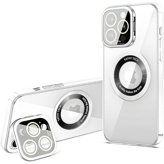 for iPhone 14 Pro Max Case Magnetic, Compatible with MagSafe, Built-in Camera Lens Cover Stand, 6.7 inches, Clear