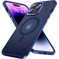 thumbnail image 1 of for iPhone 14 Pro Max Case Magnetic Compatible with MagSafe Slim Translucent Matte Phone Case Cover 6.7 inch, Navy Blue, 1 of 14