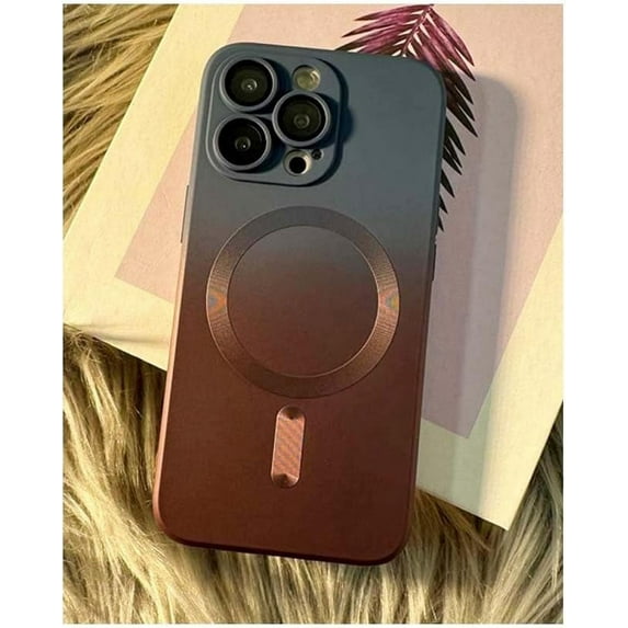for iPhone 14 Pro Max Case Magnetic Gradient Color Slim Silicone Soft Cute Phone Case with Full Camera Protector Shockproof Cover Purple Blue