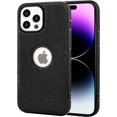 thumbnail image 1 of for iPhone 14 Pro Max Case PU Leather Vegan Slim Logo View Luxury Elegant Classic Screen Protector Protective Phone Case (2022) 6.7" - Black, 1 of 12