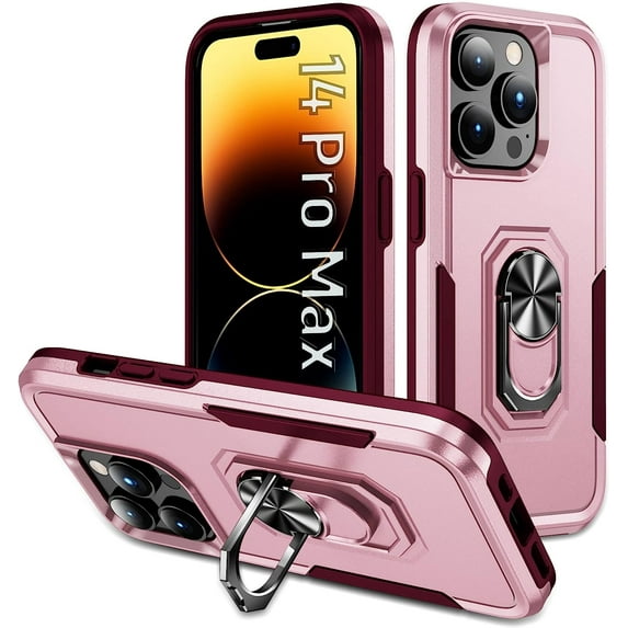 for iPhone 14 Pro Max Case Pink,with Kickstand Heavy Duty Shockproof Case for iphone14 Pro Max - 6.7 Inch