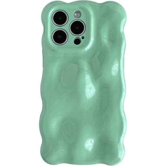for iPhone 14 Pro Max Case,Water Ripple Wave Meteorite Bubble Chrome Plating Electroplated Candy Phone Case (Green)