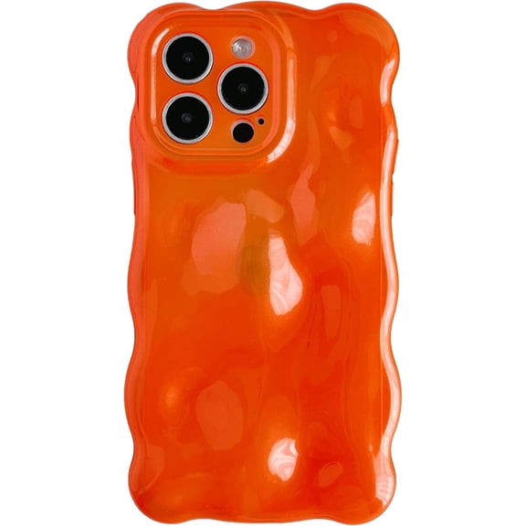 for iPhone 14 Pro Max Case,Water Ripple Wave Meteorite Bubble Chrome Plating Electroplated Candy Phone Case (Light Red)