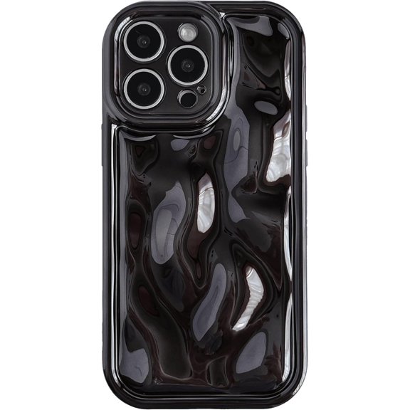 for iPhone 14 Pro Max Case,Water Ripple Wave Meteorite Bubble Chrome Plating Soft Phone Case (Light Black)