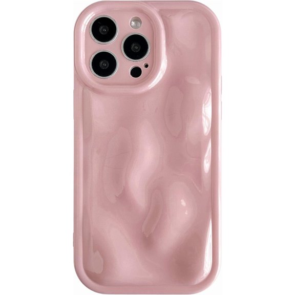 for iPhone 14 Pro Max Case,Water Ripple Wave Meteorite Bubble Chrome Plating Soft Phone Case (Pink)