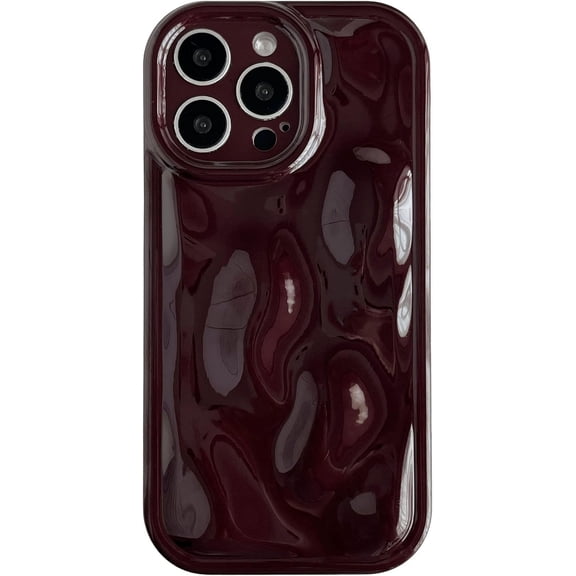 for iPhone 14 Pro Max Case,Water Ripple Wave Meteorite Bubble Chrome Plating Soft Phone Case (Wine Red)