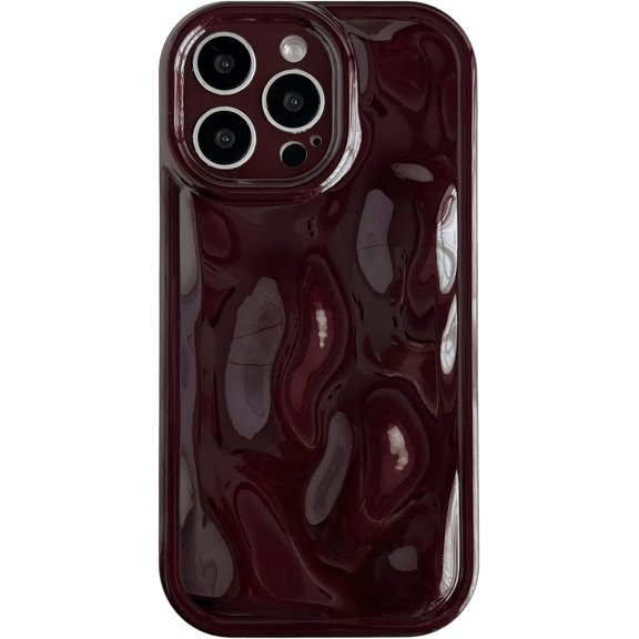 for iPhone 14 Pro Max Case, Water Ripple Wave Meteorite Bubble Pattern Chrome Plating Soft Compatible with iPhone Case (Wine Red,iPhone 14 Pro Max)