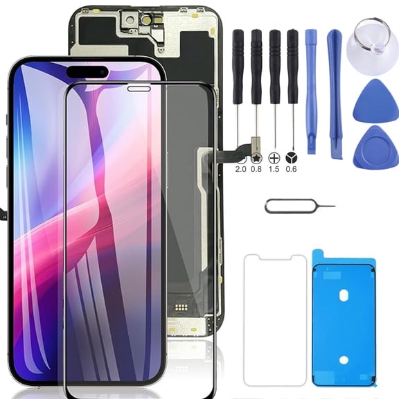 for iPhone 14 Pro Max Screen Replacement Black 6.7 Inch, LCD Touch Digitizer Complete Display with Waterproof Seal+Tempered Glass+Repair Tools