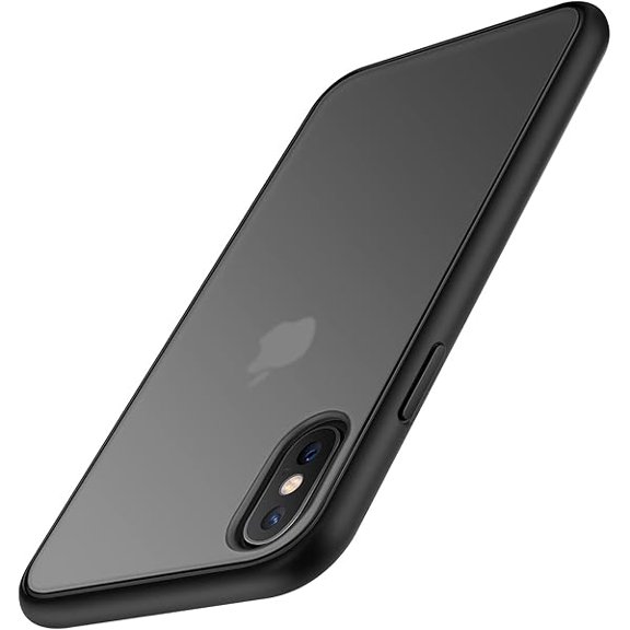 YJJSKKEJI Compatible with iPhone X Case/iPhone Xs Case Translucent Matte Hard Back with Soft Silicone Bumper Comfortable Case (Black)