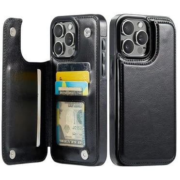 for iPhone 14 Pro Max Wallet Case with Card Holder, PU Faux Leather Kickstand Card Slots Case, Double Magnetic Clasp and Durable Shockproof Cover