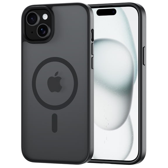 for iPhone 15 Case, Compatible with MagSafe, Translucent Matte Shockproof Anti-Slip Anti-Fingerprint Pocket-Friendly Phone Case Cover - Normal Black