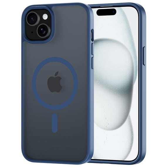 for iPhone 15 Case, Compatible with MagSafe, Translucent Matte Shockproof Anti-Slip Anti-Fingerprint Pocket-Friendly Phone Case Cover - Black