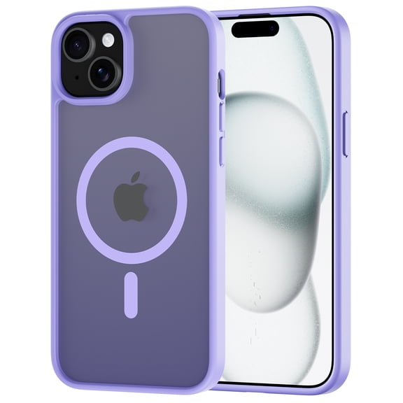 for iPhone 15 Case, Compatible with MagSafe, Translucent Matte Shockproof Anti-Slip Anti-Fingerprint Pocket-Friendly Phone Case Cover - Black
