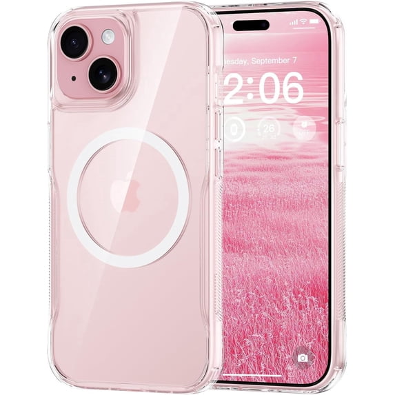 Compatible for iPhone 15 Case, with Magnetic, Translucent Matte Shockproof Anti-Slip Anti-Fingerprint Pocket-Friendly Phone Case Cover - - Clear