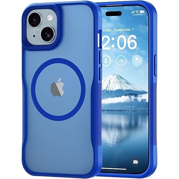 for iPhone 15 Case, Compatible with MagSafe, Translucent Matte Shockproof Anti-Slip Anti-Fingerprint Pocket-Friendly Phone Case Cover - Gray