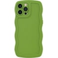 thumbnail image 1 of for iPhone 15 Case, Cute Curly Wave Edge Phone Cover, Soft Liquid Silicone Camera Protection Phone Case with iPhone 15, Green, 1 of 14
