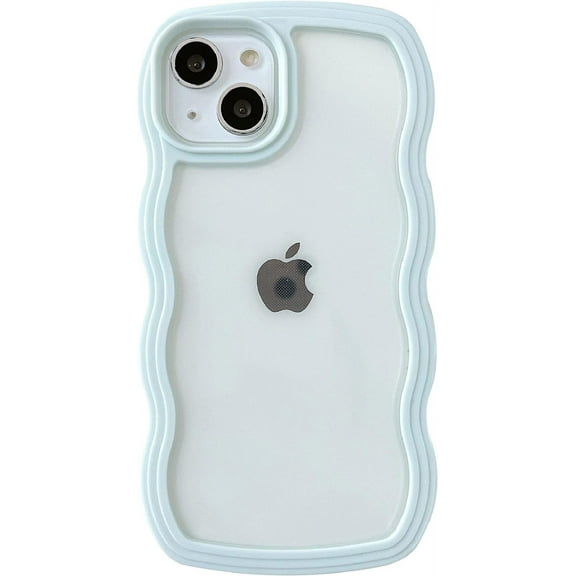 for iPhone 15 Case, Cute Curly Wave Frame Shape Shockproof Soft Compatible with iPhone Case (Green,iPhone 15)