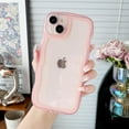 thumbnail image 1 of for iPhone 15 Case Cute Girly Silicone Clear Kawaii Curly Wave Frame Shape Soft Flexible Shockproof Hybrid Phone Cases for iPhone 15, 1 of 17