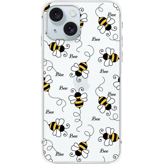 for iPhone 15 Case, Fashionable Cute Bee Style Fun Cartoon Animal Design Transparent Soft TPU Protective Clear Case 6.1 inch (Bee Style)