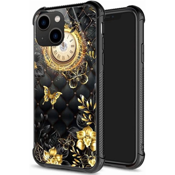 for iPhone 15 Case, Military-Grade Protection, All-Around Shockproof Corners, Anti-Scratch Phone Case for iPhone 15 - Clock Butterfly