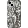 thumbnail image 1 of for iPhone 15 Case,Pleated Water Ripple Chrome Wave Pattern Soft Compatible with iPhone Case (Silver,iPhone 15), 1 of 7