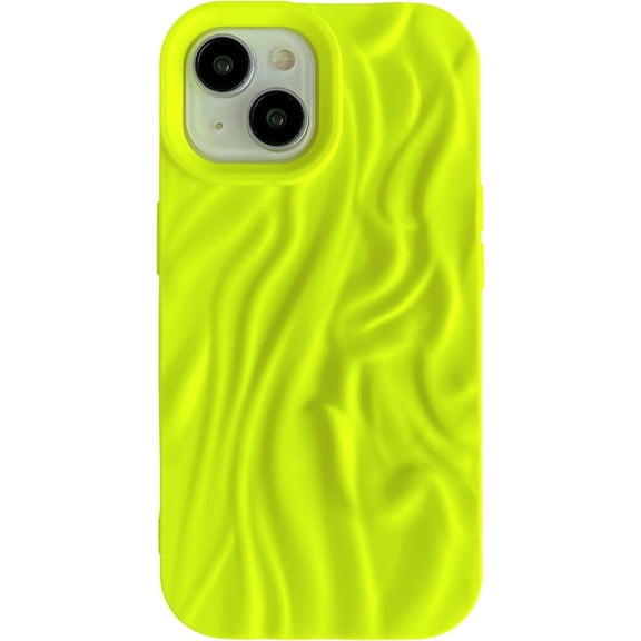 for iPhone 15 Case,Pleated Water Ripple Chrome Wave Pattern Soft Phone Case (M Yellow)