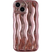 for iPhone 15 Case,Water Ripple Pattern Curly Wave Frame Soft Phone Case Light Pink