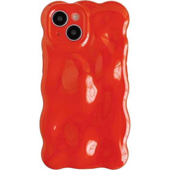 for iPhone 15 Case,Water Ripple Wave Meteorite Bubble Chrome Plating Electroplated Candy Phone Case (Light Red)