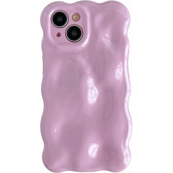 for iPhone 15 Case,Water Ripple Wave Meteorite Bubble Chrome Plating Electroplated Candy Phone Case (Purple)