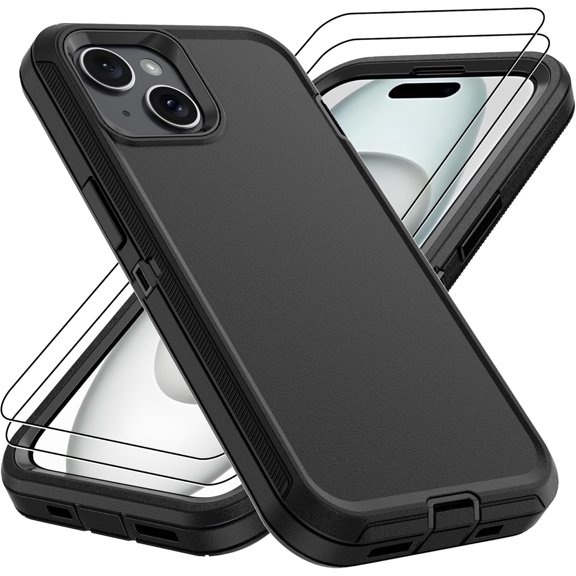 for iPhone 15 Plus Case : 14FT Military Grade Drop Protective Phone with 2Pc HD Screen Plustector,Shockproof/DustProof/DropProof Plus-