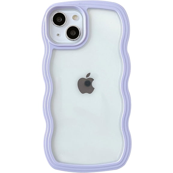 for iPhone 15 Plus Case, Cute Curly Wave Frame Shape Shockproof Soft Compatible with iPhone Case (Purple,iPhone 15 Plus)