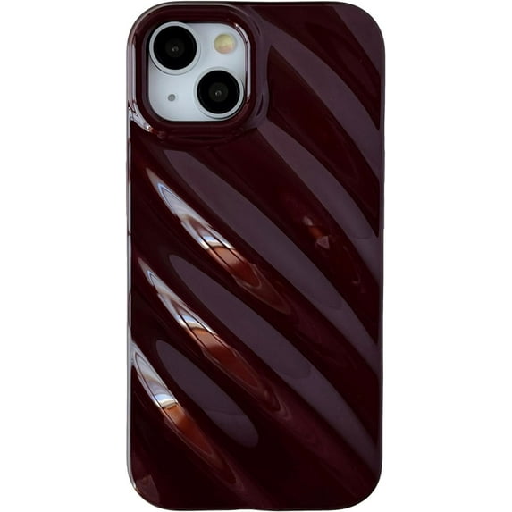 for iPhone 15 Plus Case, Cute Water Ripple Pattern Wave Shape Camera Lens Protection Soft Compatible with iPhone Case (Red,iPhone 15 Plus)