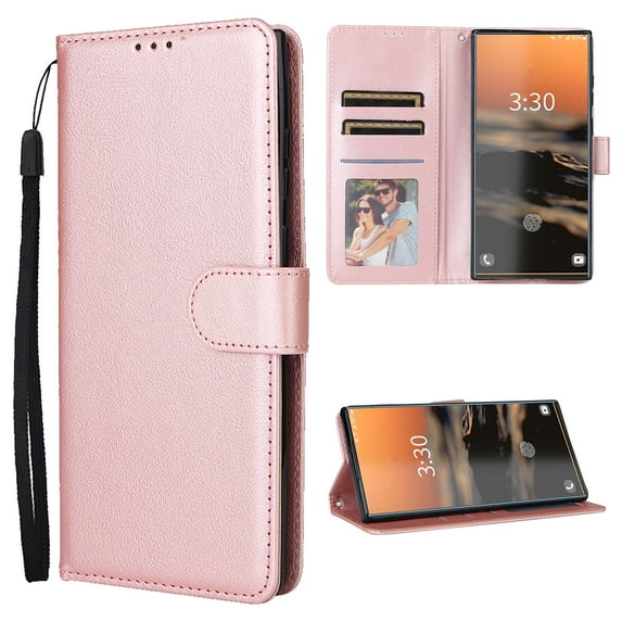 for iPhone 15 Plus PU Leather Case | Wallet Phone Case with Card Holder | Flip Folio Case/Cover with Stand | Compatible with iPhone 15 Plus,Rosegold