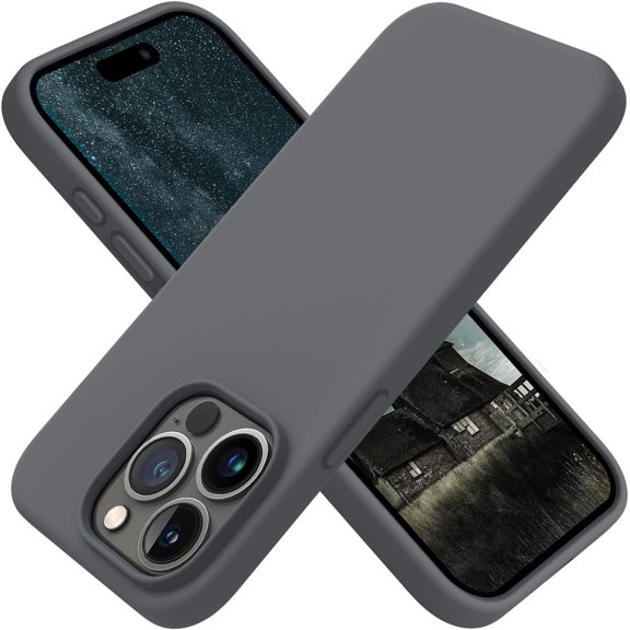 for iPhone 15 Pro Case, Silicone Shockproof Slim Thin Phone Case for iPhone 15 Pro(6.1 inch), (Space Gray)