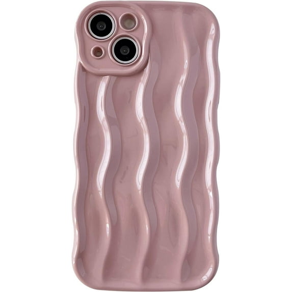 for iPhone 15 Pro Case,Water Ripple Pattern Curly Wave Frame Soft Compatible with iPhone Case (Pink,iPhone 15 Pro)