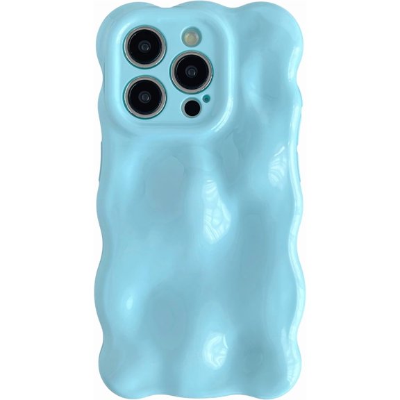 for iPhone 15 Pro Case,Water Ripple Wave Meteorite Bubble Chrome Plating Electroplated Candy Phone Case (Blue)