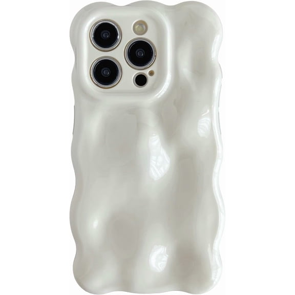 for iPhone 15 Pro Case,Water Ripple Wave Meteorite Bubble Chrome Plating Electroplated Candy Phone Case (White)