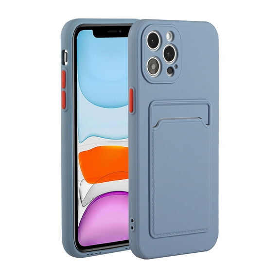 for iPhone 15 Pro Case with Credit Card Holder Slot TPU Soft Silicone Scratch-Resistant Slim Wallet Case Protective Cover for iPhone 15 Pro, Gray