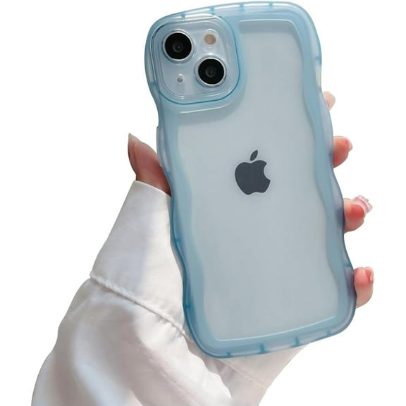 for iPhone 15 Pro Cute Soft Silicone Case, Kawaii Curly Wave Frame Shape Shockproof Protective Phone case Cover for Women Girls