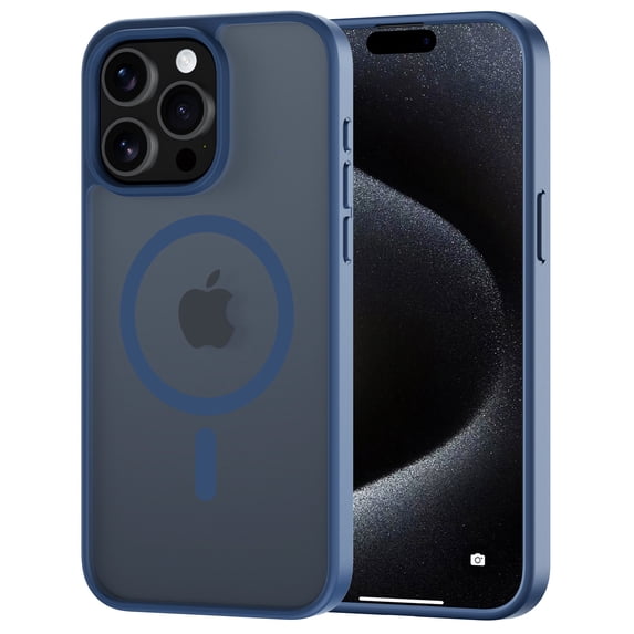 for iPhone 15 Pro Max Case Compatible with MagSafe, Translucent Matte Shockproof Phone Case Cover - Blue
