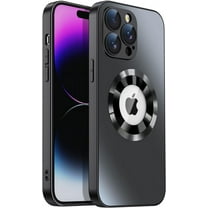 for iPhone 15 Pro Max Case, Compatible with Magsafe, Built-in Camera Lens Protector, Logo View, Magnetic Shockproof Slim Thin Phone Cover, Black