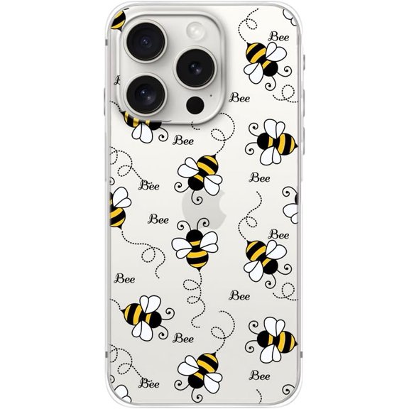 for iPhone 15 Pro Max Case, Fashionable Cute Bee Style Fun Cartoon Animal Design Transparent Soft TPU Protective Clear Case 6.7 inch (Bee Style)