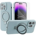 thumbnail image 1 of for iPhone 15 Pro Max Case Liquid Silicone Magsafe  Stand with Screen Protector Full Protection Slim Shockproof Protective Case Cover 6.7 Inch - Teal, 1 of 11