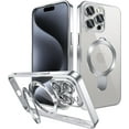 thumbnail image 1 of for iPhone 15 Pro Max Case Magsafe with Invisible Magnetic Kickstand Plating 10FT Shockproof Soft Rubber Clear Protective Phone Case (Silver), 1 of 12