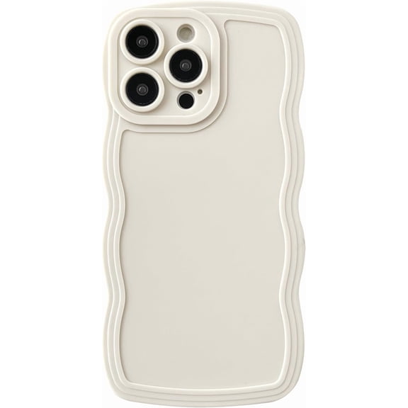 for iPhone 15 Pro Max Case,Solid Color Curly Wave Frame Soft Phone Case (White)