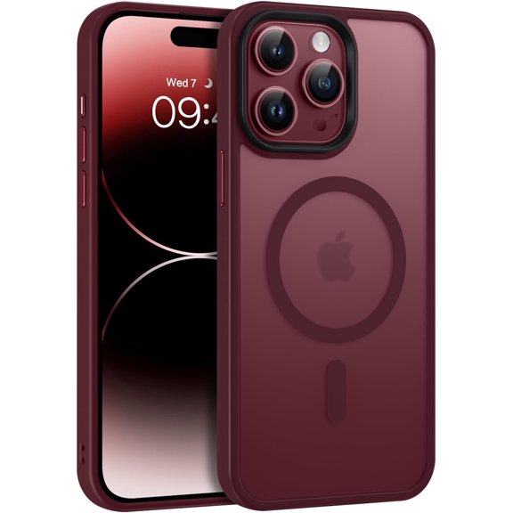 for iPhone 15 Pro Max Case, Translucent Matte Slim Shockproof Women Men Protective Case Cover for iPhone 15 Pro Max 6.7", "Wine Red